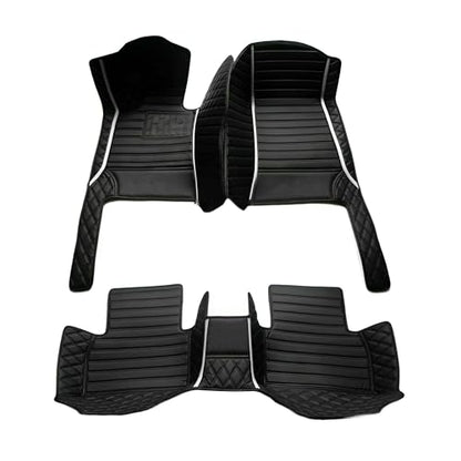 Customized Personalized Car Mats - All Weather Men's and Women's Floor mats Suitable for 99% of vehiclesPads Protection Non-Slip Leather Floor Liners (Black Rice Stripe) - color: Black rice stripe
