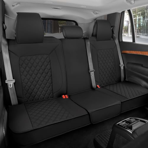 MotorBox Premium Napa Leather Rear Seat Cover – Semi Universal Fit for Most Cars, Truck & SUV – Beige Back Seat Protector – Anti-Slip, Durable Bench Cover – Easy Install, Luxury Car Interior Upgrade - color: Black Rear Bench