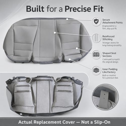 NLQR Back Car Seat Cover, Rear Bench Bottom Vinyl Cover Gray Compatible with Honda Accord 2008 2009 2010 2011 2012 - color: Gray