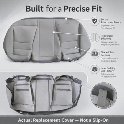 NLQR Back Car Seat Cover, Rear Bench Bottom Vinyl Cover Gray Compatible with Honda Accord 2008 2009 2010 2011 2012 - color: Gray