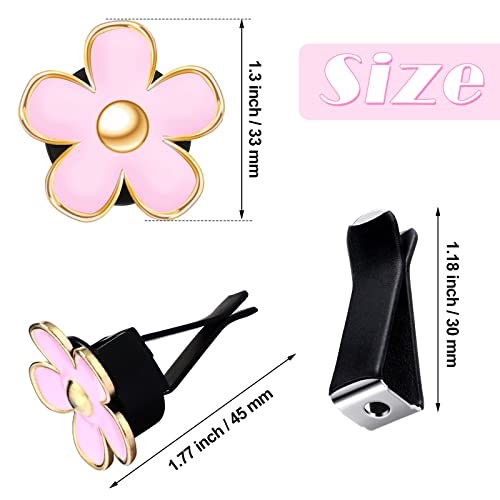 Frienda 6 Pcs Daisy Flower Air Vent Clip Accessories Air Conditioning Outlet Clip Car Air Freshener Dashboard Accessories Charm Car Inter Decor(3 cm, 3.3 cm,Red, Pink, Black)