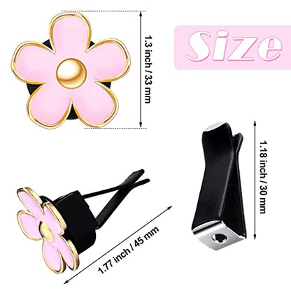 Frienda 6 Pcs Daisy Flower Air Vent Clip Accessories Air Conditioning Outlet Clip Car Air Freshener Dashboard Accessories Charm Car Inter Decor(3 cm, 3.3 cm,Red, Pink, Black)