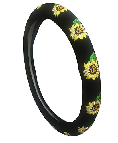 Mayco Bell Automotive Women Embroidery Cute Car Steering Wheel Cover (Sunflower) - color: Sunflower