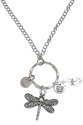 Rear View Mirror Car Charm Ornament, Sun Catcher, Hanging Pendant, Stainless Steel Chain and Crystal Accents, Packaged in a Gift Bag (Dragonfly) - size: Dragonfly