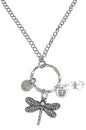 Rear View Mirror Car Charm Ornament, Sun Catcher, Hanging Pendant, Stainless Steel Chain and Crystal Accents, Packaged in a Gift Bag (Dragonfly) - size: Dragonfly