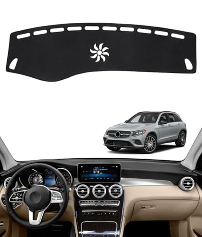 BIBLOZ Dash Cover Mat for Mercedes Benz 2016-2021 2022 GLC Model GLC300 GLC350e GLC43 GLC63 Accessories Black Flannel Interior Trim Car Dashboard UV Sun - size: 2016-2022 GLC