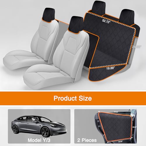 Dog Car Seat Cover for Tesla Model Y/3 with 2PCS Car Door Protector 100% Waterproof Pet Car Seat Cover Protects Vehicle from Hair, Scratches and Dirt, Customized Dog Car Hammock for Model Y/3 - size: Hammock Style