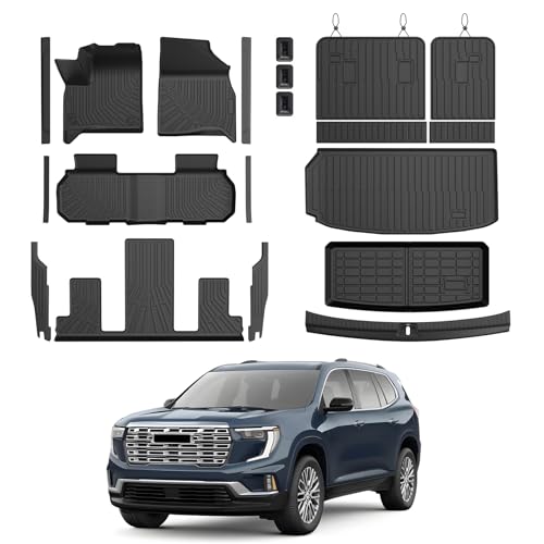 Cartist Floor Mats for Chevy Traverse & GMC Acadia 2024-2026, Buick Enclave 2025-2026 (Only for 7 Seats Captain Chairs), All Weather Floor Liner for Traverse Accessories, Heavy Duty - size: 1)Chevy Traverse 24+ Full Set