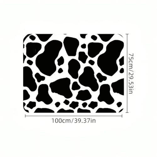 Universal Car Trunk Mat 29" x 39", Black White Cow Print All Weather Trunk Protection Cargo Liner, Durable Cargo Mat Rear Trunk Liner, Stylish Vehicle Interior Accessories Suitable for Most Car Models