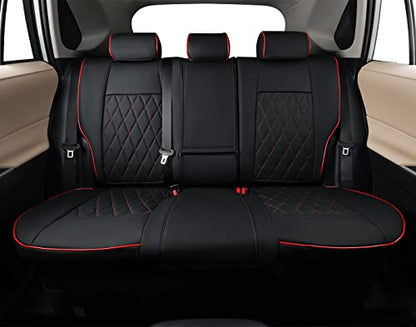 EKR Car Seat Covers for Select Mazda CX-5 Grand (Touring,Touring Reserve) ,Carbon Edition,Carbon Edition Turbo,Signature 2017 2018 2019 2020 2021 2022 - Leatherette (Black with Red Piping) - color: Leather (Black with Red Piping), size: 2017-2025 CX-5 Rea