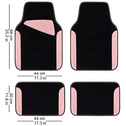 CAR PASS Waterproof Universal Fit Car Floor Mats, Car Mats Fit for SUV,Vans,sedans, Trucks,Set of 4pcs Car Carpet with Driver Heel Pad (Light Pink) - color: Light pink