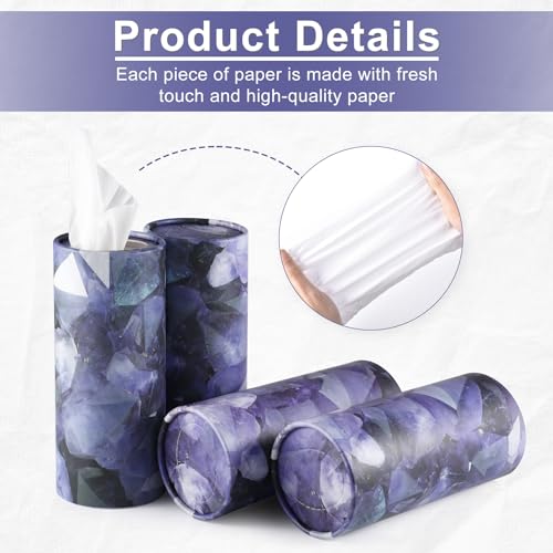 Car Tissue Holder, 4 Pack Car Cup Holder Facial Tissues with Travel Tissue Bag, Quick and Convenient Flower Combination Box(4 Canisters/200 Tissues) Purple - color: Purple-White