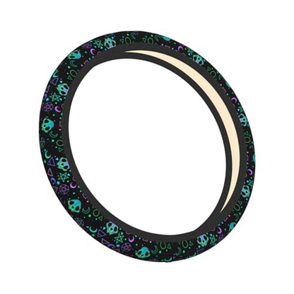 Magic Skull Magical Star Moon Steering Wheel Cover For Women Men Girls Car Accessories Decor Anti-Slip Neoprene Auto Steering Wheel Covers Protector Universal 15 Inch