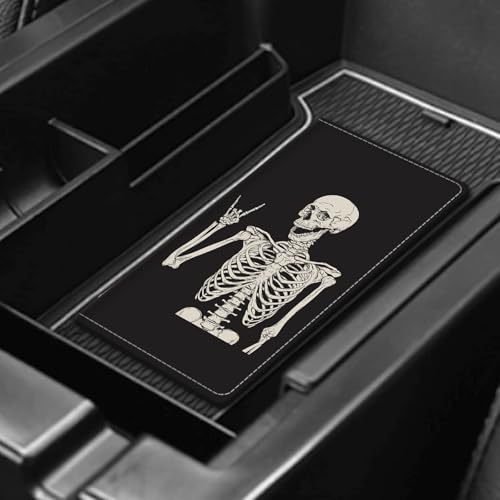 Leather Car Registration and Insurance Card Holder, Cute Car Accessories Vehicle Glove Box Car Organizer for Documents, Cards, License Funny Skull Pattern - color: Funny Skull Pattern