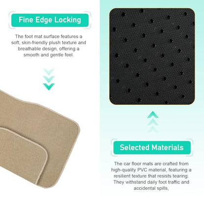 4 PCS Car Carpet Floor Mats, PVC Anti-slip Base Carpet fot Front & Rear, Breathable Flame-retardant Floor Liner for All-weather, Interior Accessory for Cars SUVs Trucks (Black)