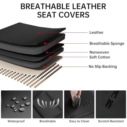 2Pcs Car Seat Cover Front PU Leather Seat Covers Universal Bottom Seat Covers for Most Vehicles,Sedan,Truck,SUV,21.26 inches in Length and 21.26 inches in Width (Black-Front Bottom 2 Piece) - color: Black-Front Bottom 2 Piece