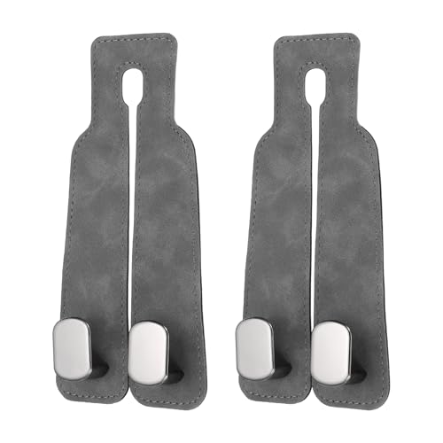 PATIKIL Headrest Hooks for Car, 2 Pcs Car Seat Back Organizers Storage Headrest Hook Suede Double Hanger Purse Holder for Cute Purses Bags, Gray