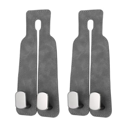 PATIKIL Headrest Hooks for Car, 2 Pcs Car Seat Back Organizers Storage Headrest Hook Suede Double Hanger Purse Holder for Cute Purses Bags, Gray