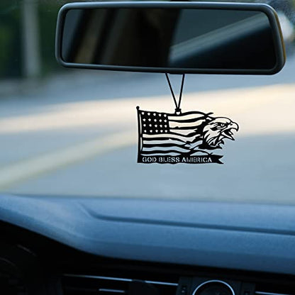 Rear View Mirror Accessories - Car Mirror Hanging Accessories - Car Pendant, Car Charms Ornament - Swinging Ornaments Cars Accessory for Men and Women Hanger - Black (USA Eagle Flag) - style: USA Eagle Flag