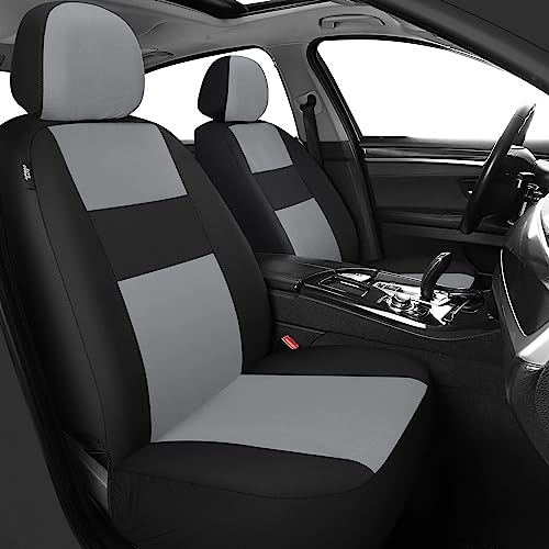 VarCozy Seat Covers for Car Front Pair, Breathable Cloth Front Car Seat Covers, Universal Cloth Seat Covers for SUV Sedan Van, Automotive Interior Covers, Airbag Compatible - color: Black&Gray, size: Front Pair