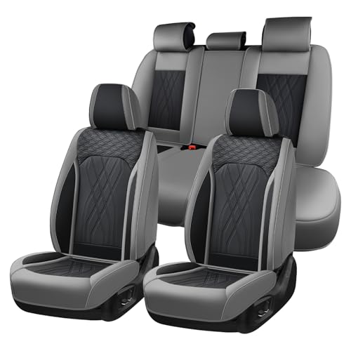 FLORICH Leather Seat Covers for Cars Front and Rear Car Seat Cover Premium Car Seat Protector Luxury Automotive Seat Covers Full Set Universal Fit for Most Car Truck SUV, Gray&Black - color: Gray&Black, size: FullSet