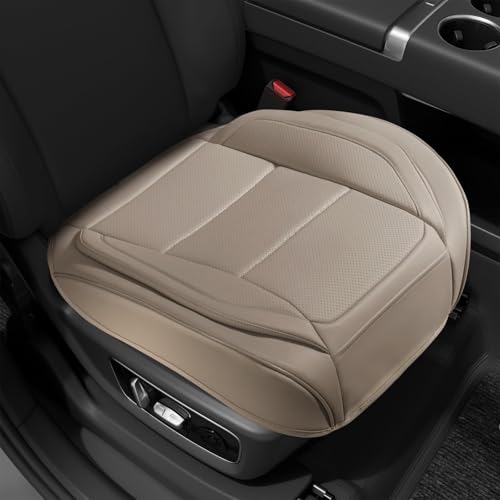2Pcs Car Seat Cover Front PU Leather Seat Covers Universal Bottom Seat Covers for Most Vehicles,Sedan,Truck,SUV,21.26 inches in Length and 21.26 inches in Width (Beige-Front Bottom 2 Piece) - color: Beige-Front Bottom 2 Piece