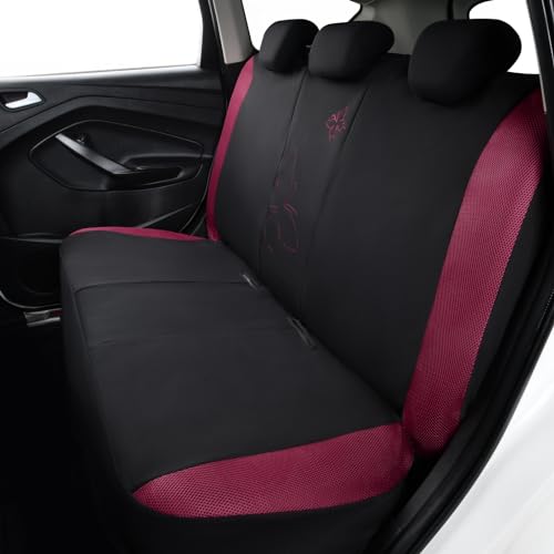 Flying Banner Butterfly car seat Covers ful Set Fashion Universal Lady Woman Female Rear Bench Split Colorized (Full Set - Lace, Burgundy) - color: Burgundy Lace, size: Full set