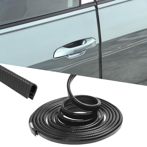 16.4FT(5M) Car Door Edge Guards, U-Shaped Rubber Door Protector, Black - color: Black