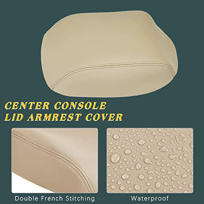 A ABIGAIL Center Console Armrest Cover Compatible with 2009 2010 2011 2012 2013 2014 2015 Honda Pilot Auto Leather Suture Console Lid Cover Replacement (Beige) - color: Beige, size: Center