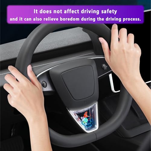 Car Steering Wheel Sticker Acrylic Ornament Charm Interior Decor Decorative Sticker Easy Install for Model Y/3- Clear Blue