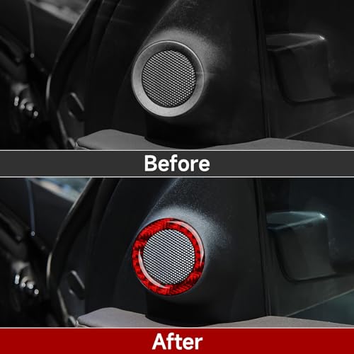Car Speaker Cover Decals for 2011-2024 Dodge Durango / 2011-2021 Jeep Cherokee WK2 / 2022 WK Accessories Carbon Fiber Stickers, Red - color: Speaker Cover