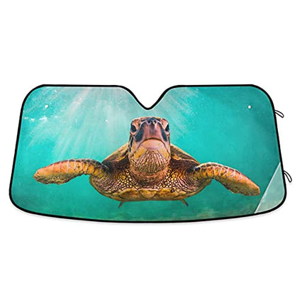 Sun Shade for Car Windshield Hawaiian Teal Sea Turtle Foldable Sun Shield Sun Heat and UV Protection Automotive Interior Sun Protection - color: Pattern 1