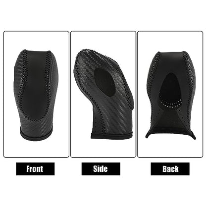 X AUTOHAUX Car Faux Leather Gear Shift Knob Cover for Ford Focus Escape Fusion Fiesta Transit Van Carbon Fiber Pattern Black