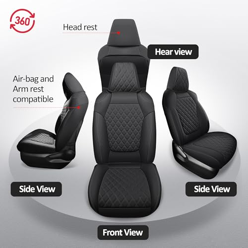 Rav4 Seat Covers Full Set,Waterproof Car Seat Covers Faux Leather Seat Covers Compatible with 2019-2025 Toyota RAV4 Hybrid LE XLE Limited Automotive Seat Cover Car Accessories - color: Black, size: 2019-2025 RAV4 Hybrid(Non XSE&2022-2025 SE Hybrid)