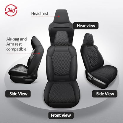 Rav4 Seat Covers Full Set,Waterproof Car Seat Covers Faux Leather Seat Covers Compatible with 2019-2025 Toyota RAV4 Hybrid LE XLE Limited Automotive Seat Cover Car Accessories - color: Black, size: 2019-2025 RAV4 Hybrid(Non XSE&2022-2025 SE Hybrid)