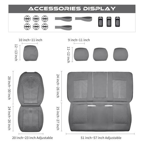 CAR PASS Waterproof Car seat Covers Full Sets Neoprene Wetsuit, All-Weather Non-Slip Durable, Universal Fit for SUV Sedans Trucks Vans Automotive, Armrest Airbag Compatible, 3D Emboss All Gray - color: ALL Gray, size: Full Set