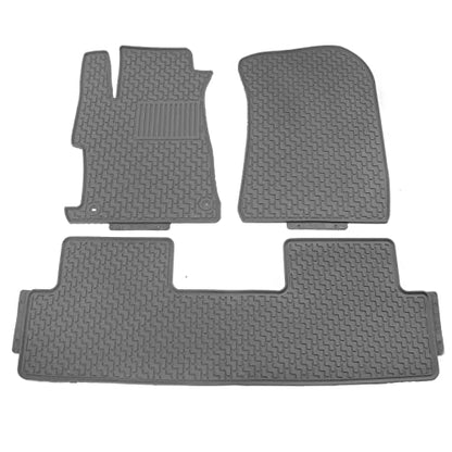 IKON MOTORSPORTS, Custom Fit Floor Mats Compatible with 2012-2015 Honda Civic Sedan 4-Door, Gray/Grey Latex Rubber All Weather Car Auto Front Rear Carpets Liner 3PC Set Protector, 2013 2014