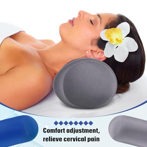 Geelin 2 Pcs Micro Bead Roll Pillow 11.8 x 6.3 Inch Soft Bolster Cylindrical Pillow for Sleeping Home Travel Neck Head Back Support Rest(Grey, Blue) - color: Grey, Blue