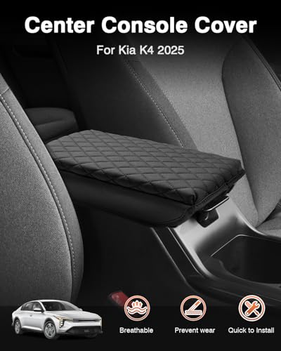 Shademax Custom for 2026 2025 Kia K4 Center Console Cover, Armrest Cover for K4 EX/LX/GT-Line/GT-Line Turbo Arm Rest Cushion Pad K4 Accessories 2025 Leather Middle Console Cover Armrest Box Protector - size: Size for Kia K4 2025-2026