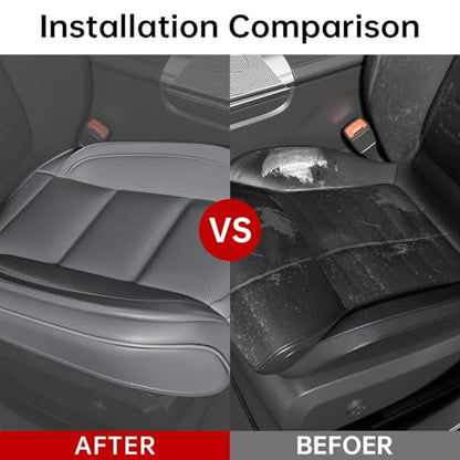 2Pcs Car Seat Cover Front PU Leather Seat Covers Universal Bottom Seat Covers for Most Vehicles,Sedan,Truck,SUV,21.26 inches in Length and 21.26 inches in Width (Gray-Front Bottom 2 Piece) - color: Gray-Front Bottom 2 Piece