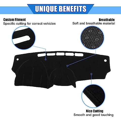 Car Dashboard Cover Compatible for Nissan Versa 2012-2018, Protective Polyester Black Center Console Interior Trim Dash Cover Mat Pad