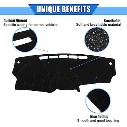 Car Dashboard Cover Compatible for Nissan Versa 2012-2018, Protective Polyester Black Center Console Interior Trim Dash Cover Mat Pad