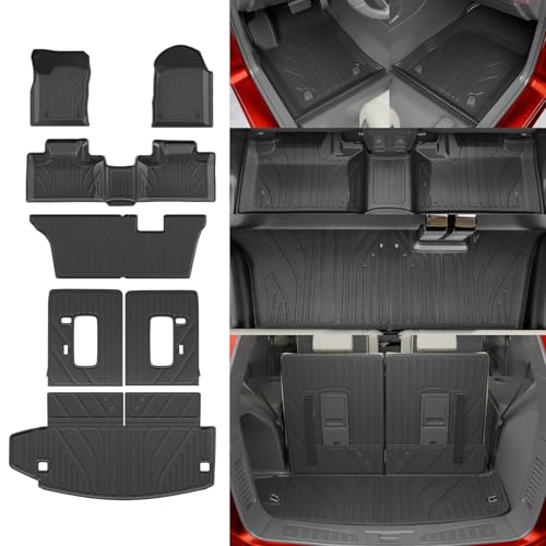 Floor Mats Compatible with 2016-2025 2026 Dodge Durango 7 Seats Cargo Mat Back Seat Cover Protector 2024 Durango Accessories (Fit 7 Seats, 3rd Row Backrest Mats+Trunk Mat+Floor Mats) - style: For Dodge Durango 7-Seater | 2016-2026