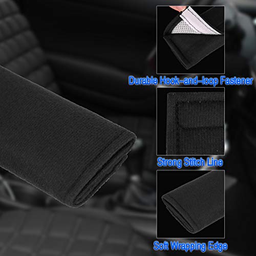 X AUTOHAUX 4pcs Universal Black Car Safety Seat Belt Pads Cover with Soft Polyester Fiber Auto Seatbelt Shoulder Pad for More Comfortable Driving - color: Black