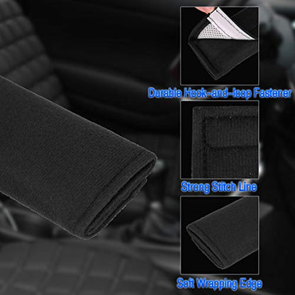 X AUTOHAUX 4pcs Universal Black Car Safety Seat Belt Pads Cover with Soft Polyester Fiber Auto Seatbelt Shoulder Pad for More Comfortable Driving - color: Black