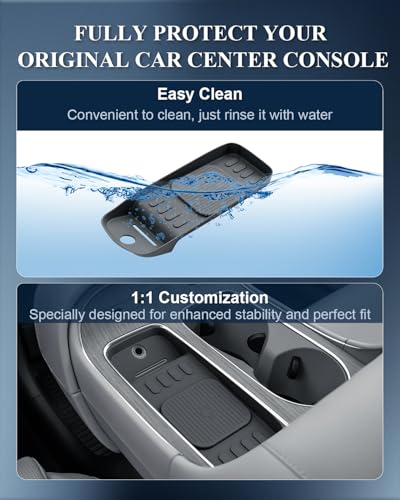 BIBIBO for 2026 Palisade Silicone Charging Mats 2026 Hyundai Palisade (SE, SEL, SEL Convenience, SEL Premium, XRT Pro, Limited, Calligraphy) Center Console Insert Wireless Charging Mats - color: Black-Charging Mat