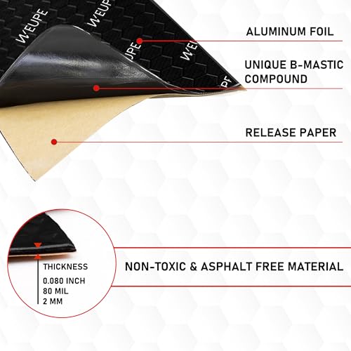Sound Deadening Mat for Cars, 80 mil 5 sqft, Butyl Automotive Sound Deadener, Noise Insulation Dampening Material for Car Trunk, Speaker, Door, Floor and Ceiling, Black - style: Black - 5 sq ft