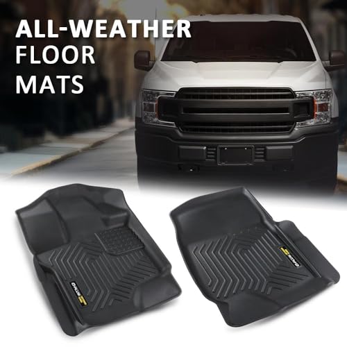 G-PLUS Cargo Liner Compatible with Ford F150 Super Crew 2015-2025(Fit 22-24 Lightning Models) All Weather Full Cover Protection Front Row TPE Floor Liners Accessories 2PCS - size: Fit Ford F150 2015-2025 | Super Crew | 2PCS