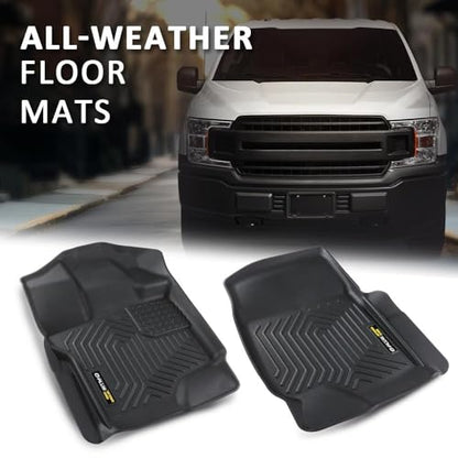 G-PLUS Cargo Liner Compatible with Ford F150 Super Crew 2015-2025(Fit 22-24 Lightning Models) All Weather Full Cover Protection Front Row TPE Floor Liners Accessories 2PCS - size: Fit Ford F150 2015-2025 | Super Crew | 2PCS