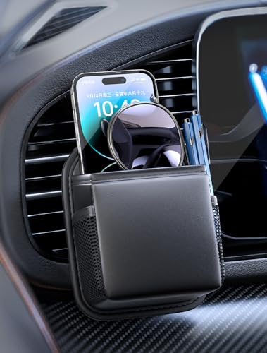 Car Air Vent Organizer- Multi-Functional Holder for Sunglasses, Phone, Keys, Lipstick, Small Items, Universal Fit for Most Vehicles- Black